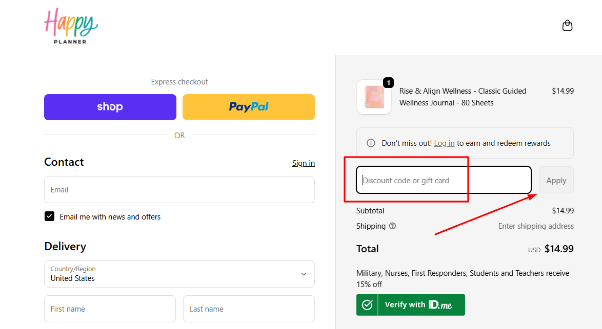 How to activate a The Happy Planner promo code